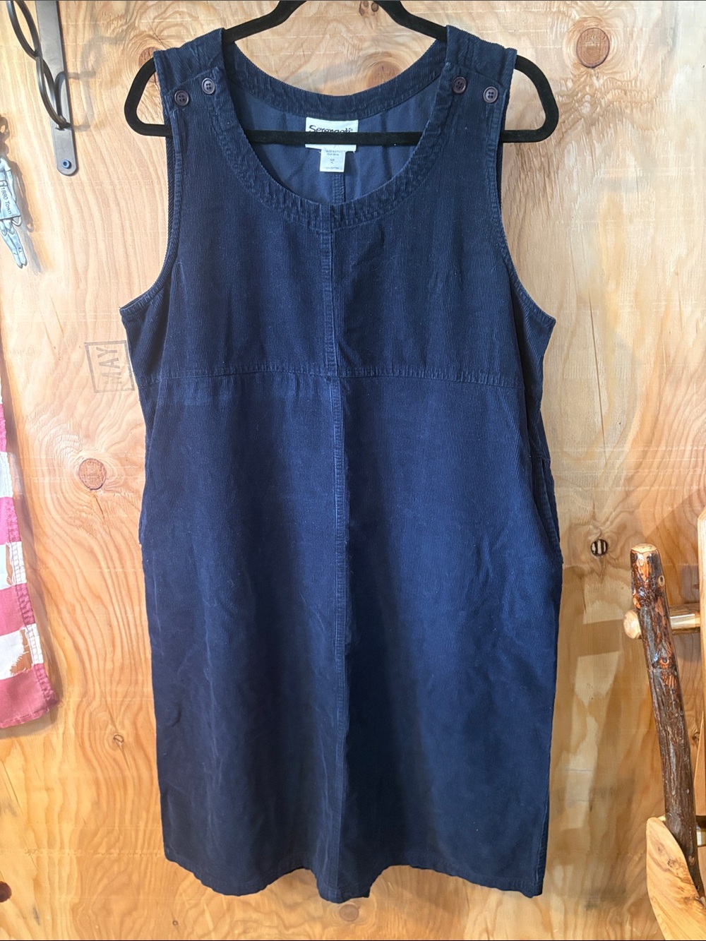 Serengeti Navy Corduroy Sleeveless Pinafore Dress Sized PL